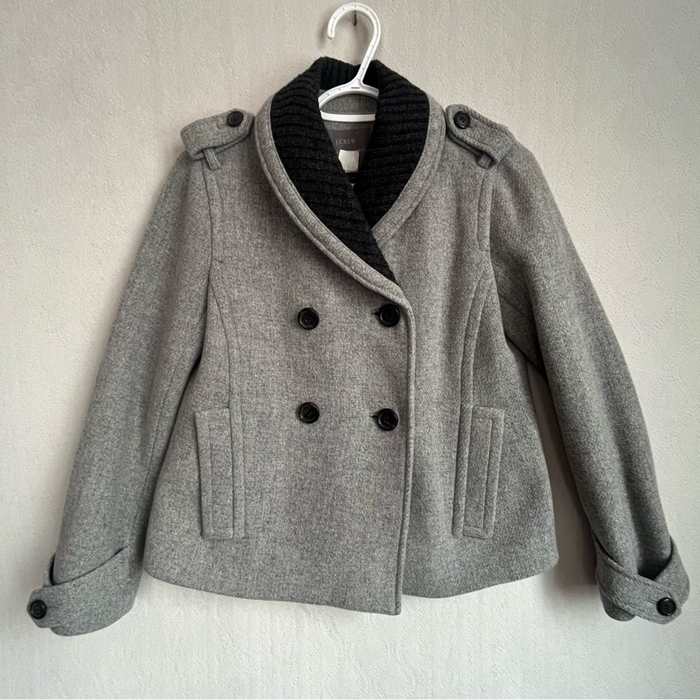J. Crew Women's Stadium Cloth Nello Gori Gray Wool Coat Sz 2P